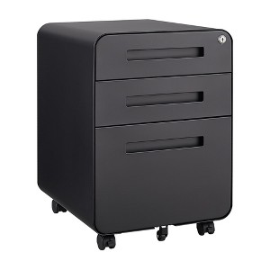3 Drawer Mobile File Cabinet With Lock, Metal Under Desk Rolling Filing Cabinets, Fully Assembled 5-wheel Office Cabinet For Home Office Letter/A4 - 1 of 4