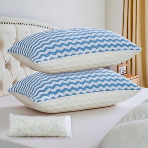 Queen Size Adjustable Firm Shredded Foam Pillows - 2 Pack for Side Sleepers with Washable Cover and Bonus Fill - 1 of 4
