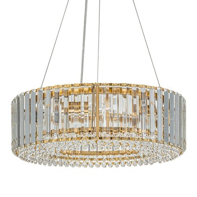 LLHZSY Modern Round Crystal Chandelier Kitchen Island Pendant Light for Dining Room - 6/8 Light - Black/Gold