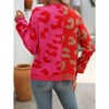 Coolmee Women's Color Block Leopard Print Button Down Long Sleeve Cardigan Sweaters - 4 of 4