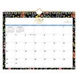 Day Designer 2023-24 Academic Wall Calendar 11"x8.75" Monthly Wirebound Flower Field Black