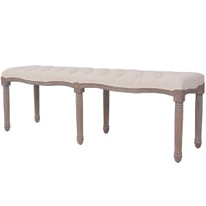 vidaXL Bench Linen Solid Wood 59.1 in. x 15.7 in. x 18.9 in. Cream White - 1 of 4