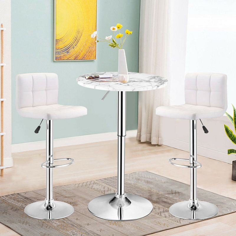 Tangkula 360-degree Swivel Round Pub Table Height Adjustable Bistro Bar Table w/Faux Marble Top, 3 of 11