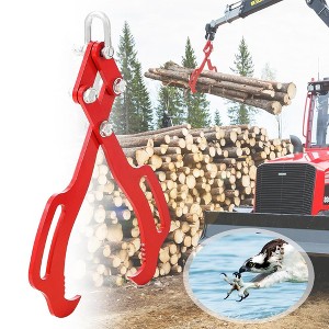 Log Lifting Tongs, Log Tongs with Heavy Duty Steel Claws for Timber, Logging Tongs, Grapple, Log Grapple,Grapple Hook,Red - 1 of 4