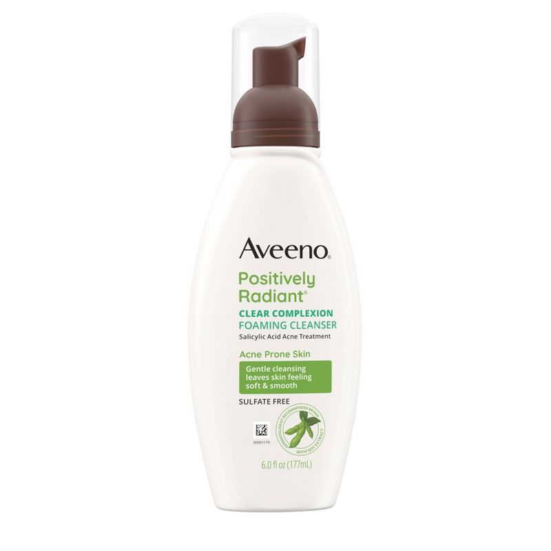 Aveeno Clear Complexion Foaming Oil-Free Facial Cleanser with Soy Extract &#38; Salicylic Acid for Acne-Prone Skin - 6 fl oz, 1 of 11