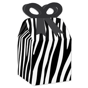 Big Dot of Happiness Zebra Print - Square Favor Gift Boxes - Safari Party Bow Boxes - Set of 12 - 1 of 4