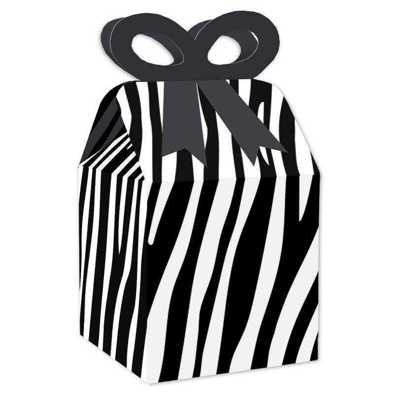 Big Dot of Happiness Zebra Print - Square Favor Gift Boxes - Safari Party Bow Boxes - Set of 12, 1 of 9