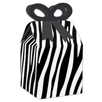 Big Dot of Happiness Zebra Print - Square Favor Gift Boxes - Safari Party Bow Boxes - Set of 12