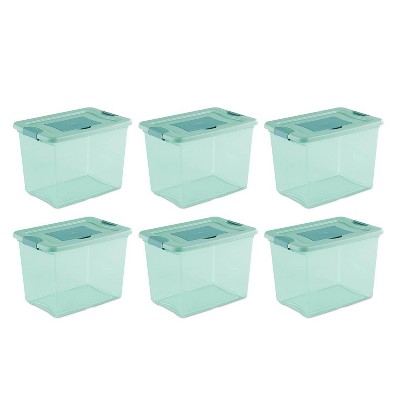 Sterilite 25 Quart Fresh Scent Stackable Storage Box Container (6 Pack), Aqua