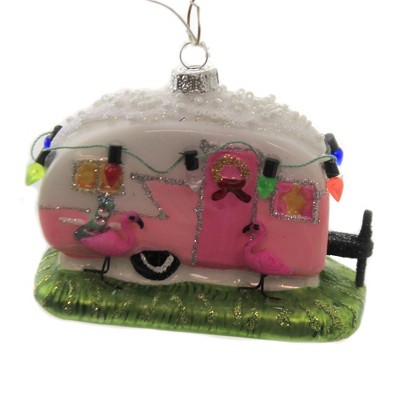 Holiday Ornament 3.0" Flamingo Camper Travel Trailer Rv  -  Tree Ornaments