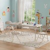Boys and Girls Folding Table and Chairs Set of 3, Portable Table and Chair with Pu Soft Cushion, Suitable for Eating, Reading and Playing - 2 of 3