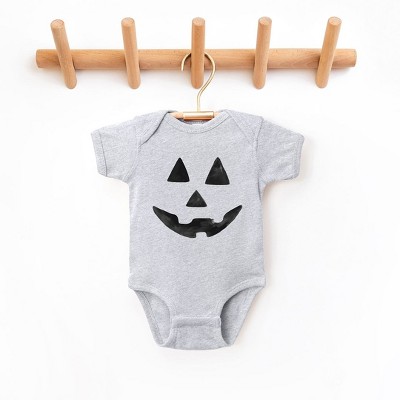 The Juniper Shop Watercolor Jack-O-Lantern Face Baby Bodysuit