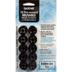 Brother Prewound Embroidery Bobbins, 10 Piece, Black - 1 of 2