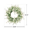 GDFStudio Wallsten 30 Inch Silk Plum Blossom Artificial Wreath, Green/White - 3 of 4