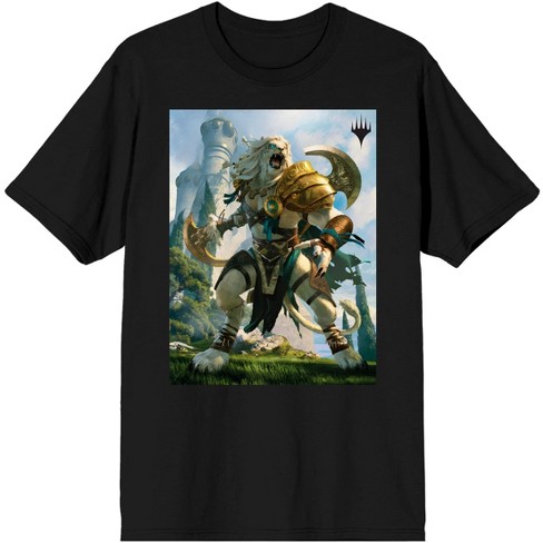 Mens Magic: The Gathering Card Game Lion Character Black Graphic Tee Shirt - image 1 of 2