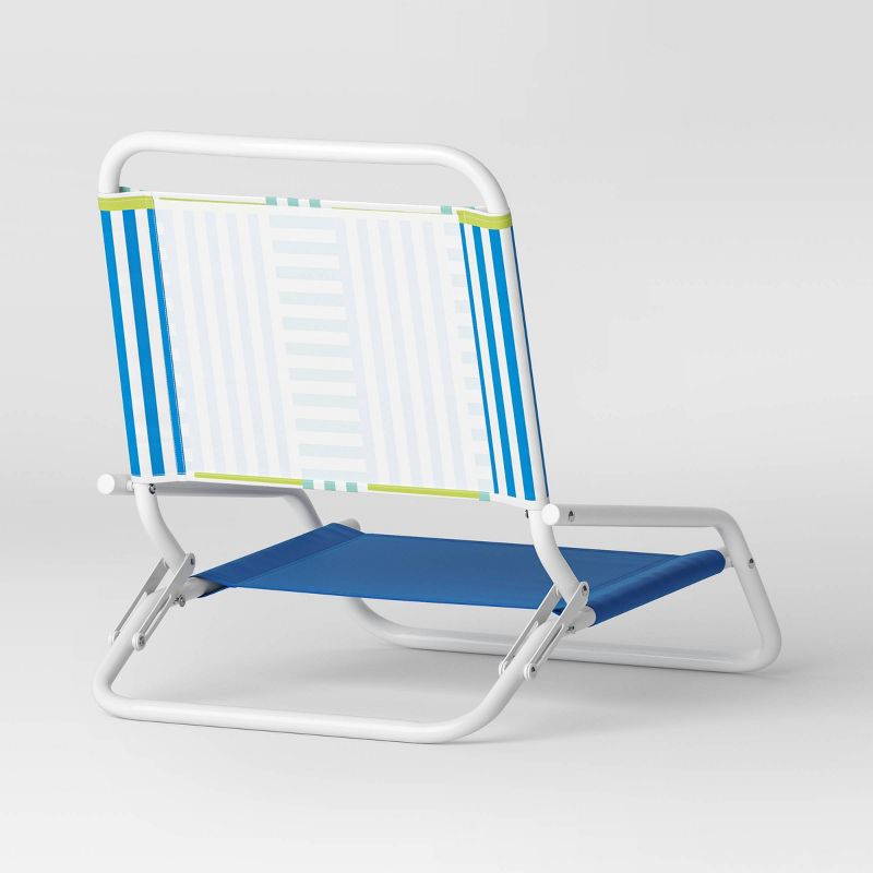 Recycled Fabric Outdoor Portable Beach Chair Broken Stripe Blue - Sun Squad&#8482;, 3 of 5