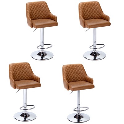 VECELO Bar Stools Set of 2/4, Modern PU Leather Bar Stools with Back Adjustable & Swivel for Kitchen Counter Island