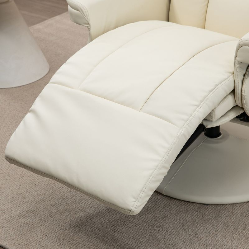 HOMCOM Manual Recliner, Swivel Lounge Armchair with Side Pocket, Footrest and Cup Holder for Living Room, Cream White, 5 of 7