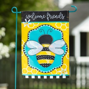 Evergreen Buzzing Bee Welcome Garden Applique Flag 12.5 x 18 Inches Indoor Outdoor Decor - 1 of 4
