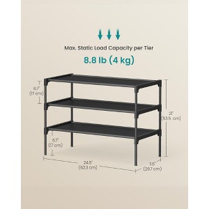 Shoe Rack for Hallway, 3-Tier Shoe Storage, Non-Woven Fabric Shelves, Space-Saving, Metal, Black - 1 of 4