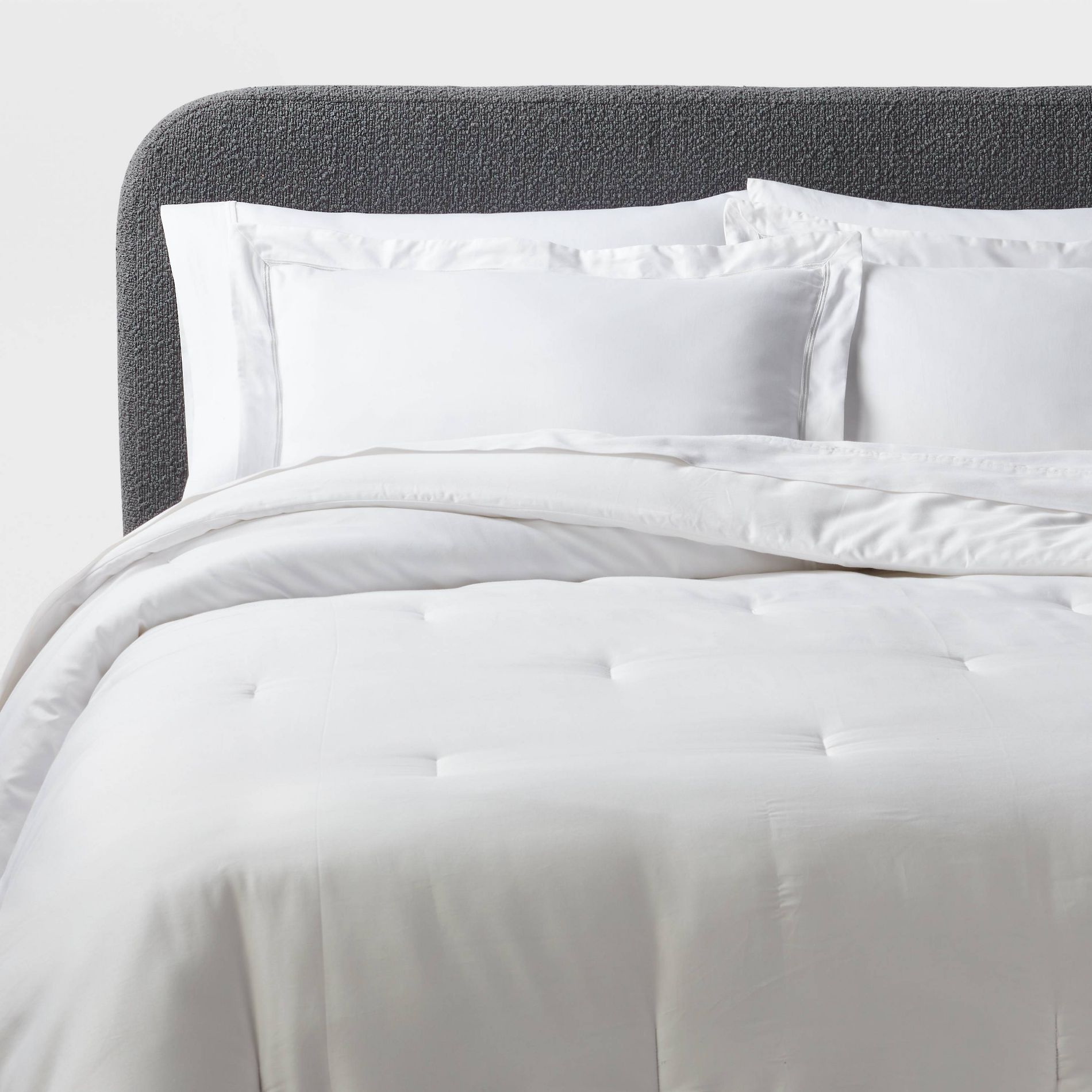 3pc King Luxe Embroidered Border Duvet Cover and Sham Set White/Light Gray - Threshold™: Cotton Sateen, OEKO-TEX Certified