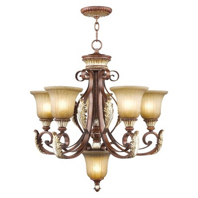 Villa Verona 5-Light Chandelier in Bronze with Aged Gold Leaf Accents