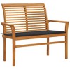 vidaXL Outdoor Patio Bench Garden Bench with Cushion for Porch Solid Wood Teak - Anthracite 2-Seater - 2 of 4