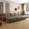 135"Large size modular cloud sofa 6 seats down sofa bed apartment living room sofa,Camel(Plush Corduroy Fabric) - 3 of 4
