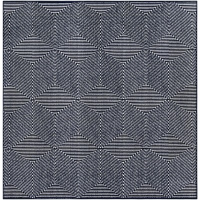 Navy Blue Geometric Square Outdoor Rug 7'10"