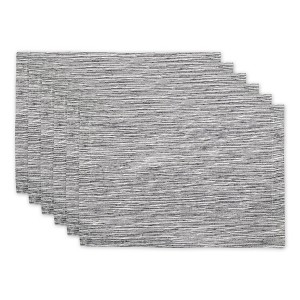 Design Imports Black/Off-White Tonal Recycled Cotton Slubby Rib Placemat Set/6 - 1 of 4