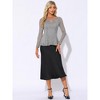 INSPIRE CHIC Women's Floral Lace Front Peplum Hem Keyhole Sheer Long Sleeve Blouse - 3 of 4