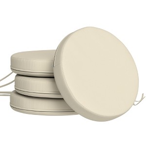 Outsunny Outdoor Chair Cushions Set of 4, Round Seat Cushions for Dining Chairs Bistro Chairs with Machine Washable Cover, 15" x 15" x 3" - 1 of 4