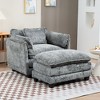 NicBex Oversized Boucle Single Sofa Couch with Removable Ottoman & Side Storage,Upholstered Sleeper Sofa Chair for Living Room,Bedroom - 3 of 4