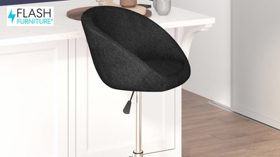 Gray Fabric Adjustable Height Swivel Barstool with Chrome Base