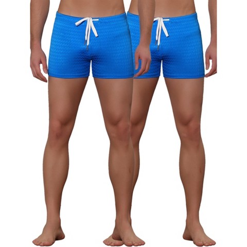 Lars Amadeus Men's Solid Color Drawstring Waist Summer Beach Pool Swim Trunks 2 Pack Blue 28