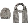 CTM Men's Ribbed Knit Mixed Wool Beanie and Scarf Set - 4 of 4