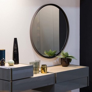 VYNXARIA Black 24" x 24" Metal Round Bathroom Mirror,For Bedroom, Living Room ,Decorative Wall Mirror - 1 of 4