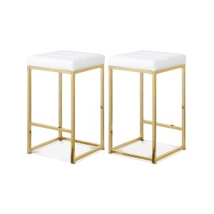 Meridian Furniture,Nicola White Vegan Leather Stool, Set of 2 - 1 of 4