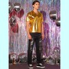 Lars Amadeus Men's Metallic Shiny Nightclub V-Neck Short Sleeve Disco T-Shirt - 4 of 4