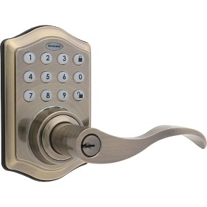 Honeywell Electronic Entry Lever Door Lock- Antique Brass: Keypad Front Door Handle, Keyed Entry, Battery Operated - 1 of 3