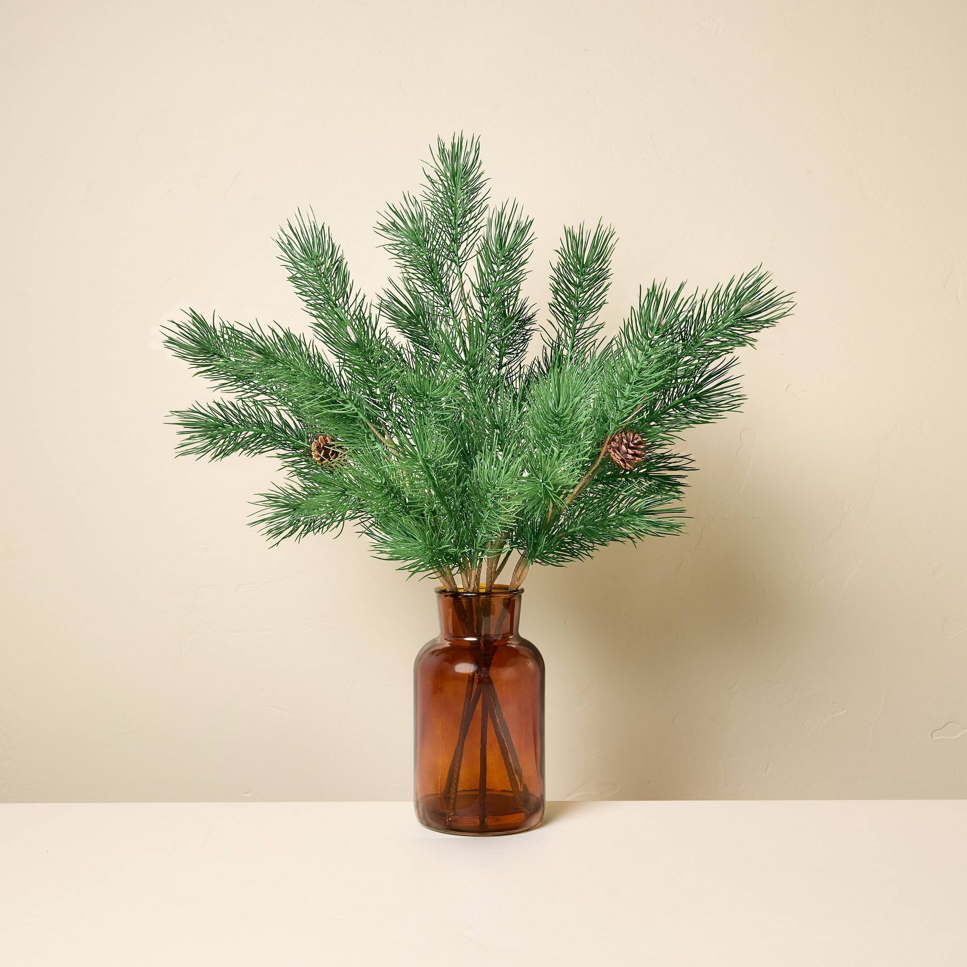 25" Pine in Amber Vase Artificial Arrangement - Hearth & Hand™ with Magnolia