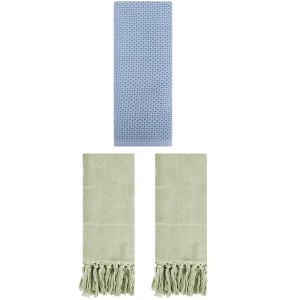REGALWOVEN 3 Packs Cotton Soft Absorbent Tassels and Waffle Decorative Hand Towel - 1 of 4