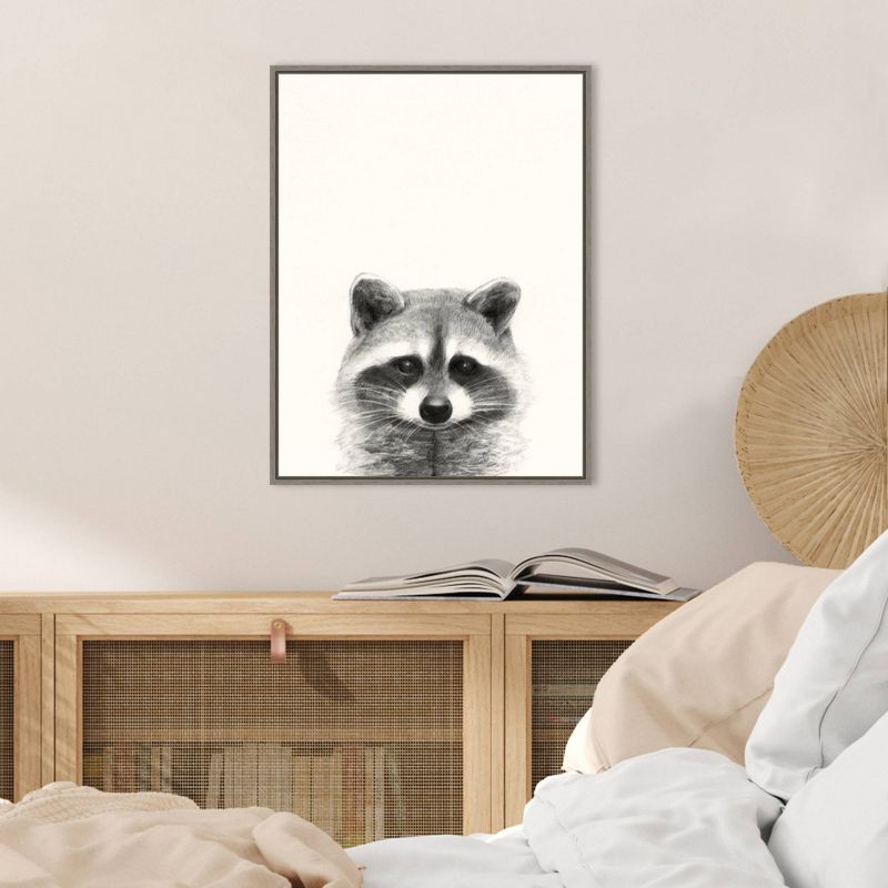 18&#34; x 24&#34; Animal Mug II Raccoon by Victoria Borges Framed Canvas Wall Art Gray - Amanti Art, 6 of 9