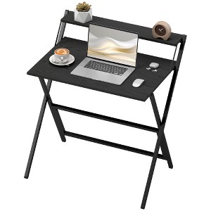 Aghana Digitals 27.6" Compact Foldable Computer Desk with Monitor Shelf, X-Shaped Steel Frame, Easy - 1 of 4
