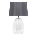17.63" Contemporary Fluted Glass Bedside Table Lamp with Fabric Shade Clear/Gray - Lalia Home