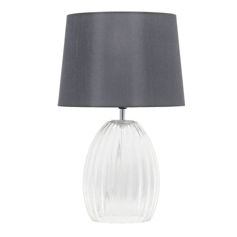 17.63&#34; Contemporary Fluted Glass Bedside Table Lamp with Fabric Shade Clear/Gray - Lalia Home, 1 of 9