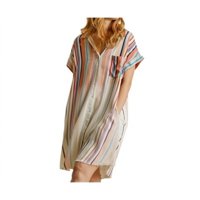 Women's Bleached Striped Mini Dress - umgee