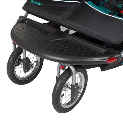 Navigator Double Jogger Stroller with Swivel Wheels in Black and Teal