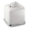 iDESIGN York Facial Tissue Box Cover Vintage White and Chrome - 2 of 4