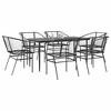 vidaXL 7 Piece Patio Dining Set - Black Poly Rattan Outdoor Ensemble with Tempered Glass Table - Garden/Backyard/Patio Furniture with 6 Chairs - 2 of 4